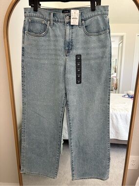 J. Crew Light Wash Straight-Leg Jeans with Tonal Stud Detail